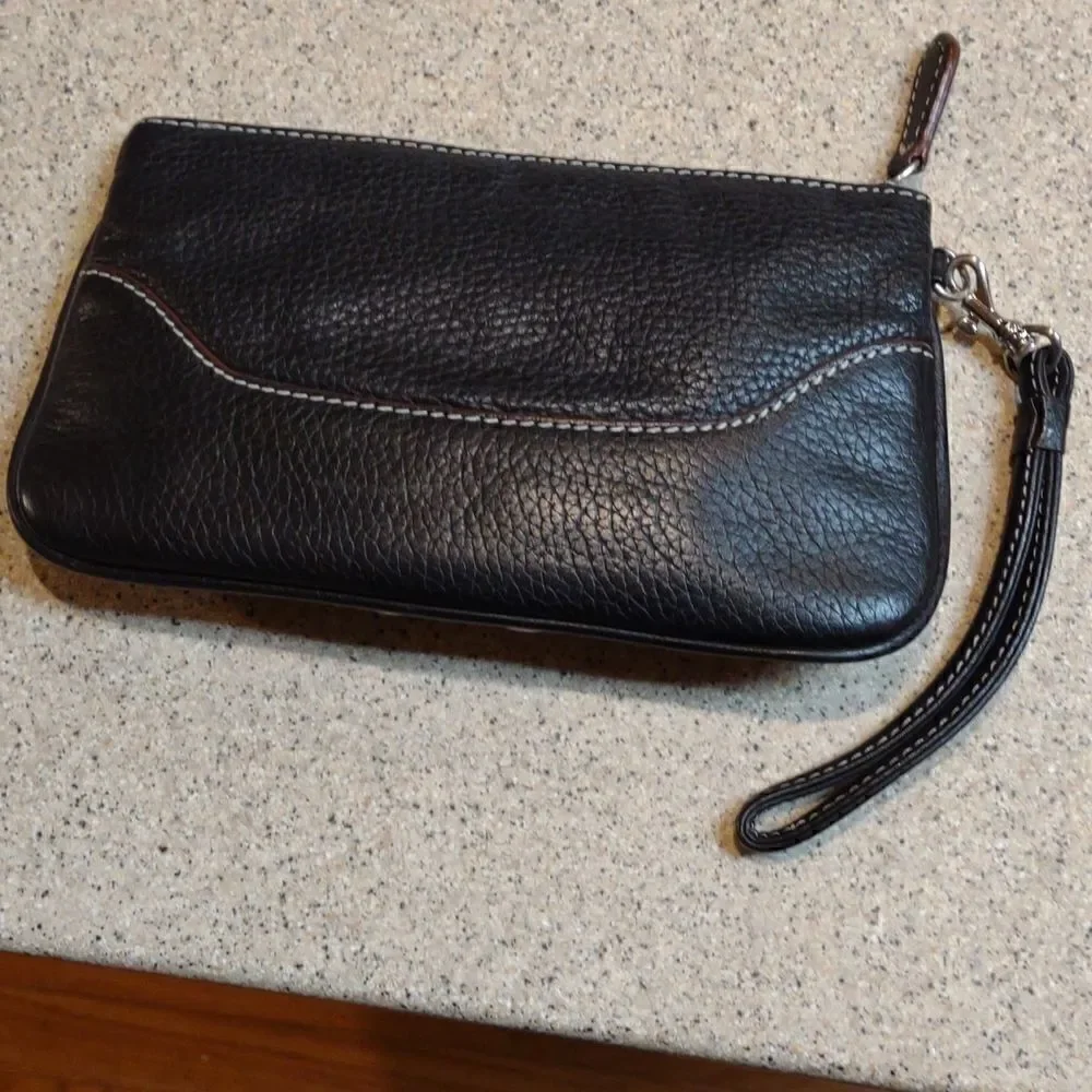 Black Leather Wristlet